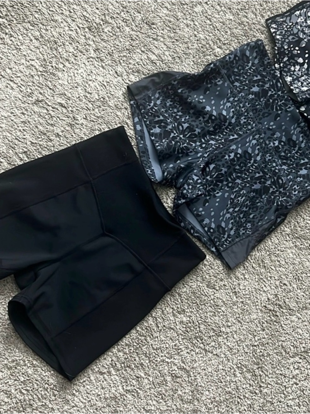 2 pair of Marika Women's Athletic Shorts - Black and Gray Patterns M